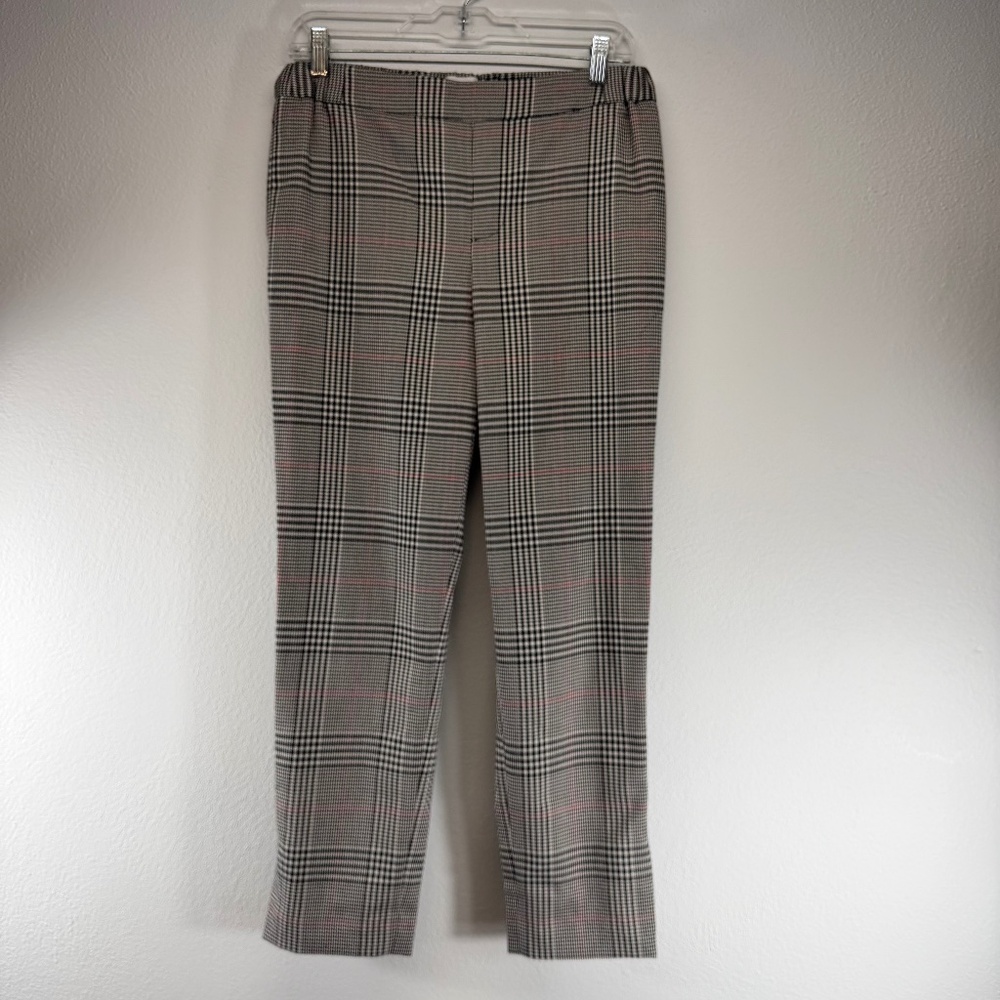LINI Plaid Flat Front Pull On Cropped Chic City Preppy‎ Quiet Luxury Trousers M